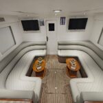 Interior of Arriva semi-luxury air-conditioned speedboat for private Maldives transfers with 2026 pricing.
